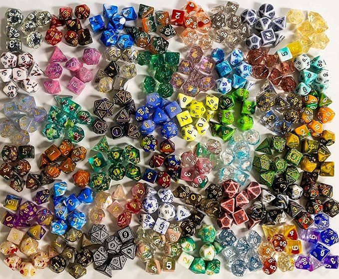 Premium Mystery Dice - 7 Polyhedral Dice, D&D Pin & Sticker - Image 4