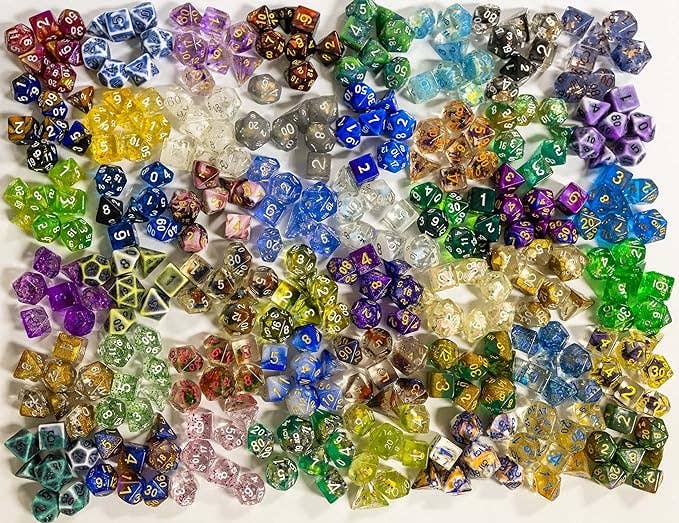 Premium Mystery Dice - 7 Polyhedral Dice, D&D Pin & Sticker - Image 6